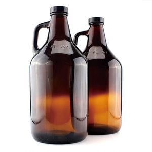 Vidrio ámbar Growler jarras 64-OunceHalf galón (2-Pack) w fenólico negro tapas, ideal para Kombucha, <span class=keywords><strong>home</strong></span> Brew, agua destilada - Product Image 1