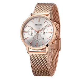 Rose gold plating 3ATM waterproof stainless steel watch mesh strap with buckle