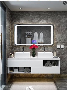 Tocador iluminado de lujo espejo de maquillaje dormitorio tocador de baño con música Altavoz Bluetooth, tocador de espejo de baño - Product Image 5
