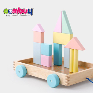 Jouet Macarons de chariot à tirer, blocs de construction en bois pour bébés - Product Image 3