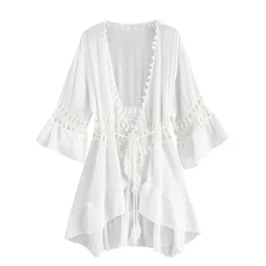 Vrouwen White Lace Beach Bikini Cover Badpak Cover Up Voor Vrouwen