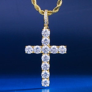 KRKC & CO 14 K Oro Ghiacciato Fuori Croce Pendente Dei Monili di Hip Hop per Gli Uomini per Agente di Commercio All'ingrosso in Magazzino iced out croce - Product Image 1