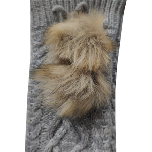 Chaussettes de Noël doublées Sherpa-Chaussons en tricot thermique lourd avec pompon en fausse fourrure - Product Image 3