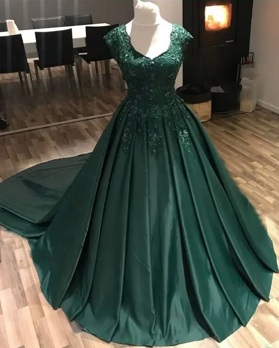 Vestido de novia con foto Real árabe, vestido de novia verde