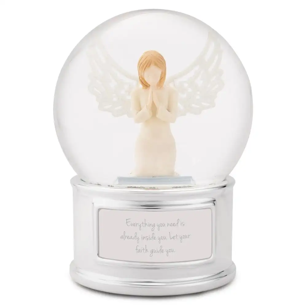 Resin Praying led light and music Angel Snow Globe Peaceful Addition to a Mantel Or Shelf