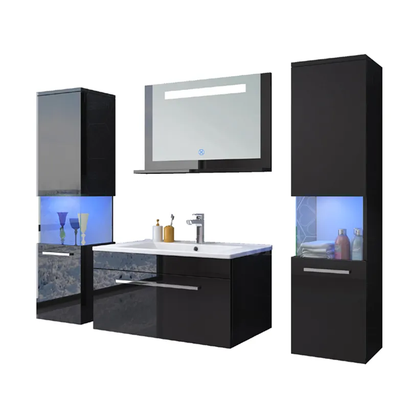 Đôi bồn rửa phòng tắm Vanity nóng bán mới sang trọng nhà vệ sinh phòng tắm vanities Combo hiện đại PVC carton khách sạn DTC CAD ván ép 10 bộ