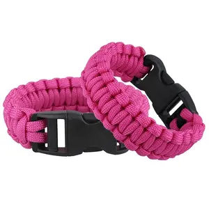 Pulsera Paracord de supervivencia para hombres y mujeres, con pedernal, encendedor de fuego/silbato para acampar al aire libre, regalo