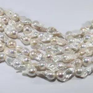 Perle naturelle en noyau d'eau douce, noyau de perles AA +, grande taille, véritable boule de feu, naturel, ample, Baroque