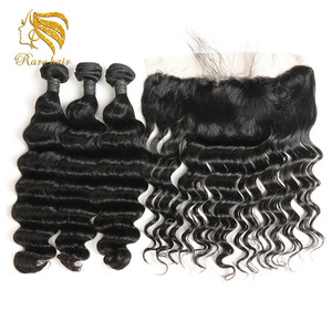 4 paquetes de pelo virginal que teje 8 "10" 12 "14" pulgadas brasileño suelta el pelo de la onda profunda frontales con el - Product Image 2