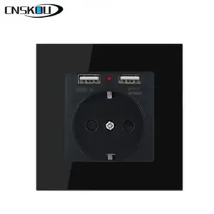 CNSKOU 2019 Hot Sell Black Color EU Standard With 2 Ports USB Outlet Wall Socket