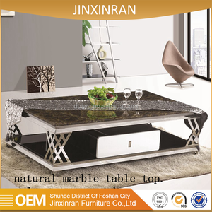 Foshan muebles de sala moderna base de acero mármol <span class=keywords><strong>travertino</strong></span> <span class=keywords><strong>mesa</strong></span> de café - Product Image 2