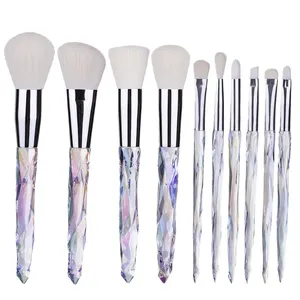 10Pcs Diamond Makeup Brushes Set Powder Cosmetic Brush Eye Lip Cheek Makeup Dark Blue Makeup Brush Set