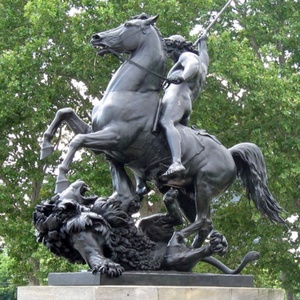 Beroemde Grote Metalen Antieke Bronzen Naakt <span class=keywords><strong>Man</strong></span> Standbeeld Paard Doden Leeuw Sculptuur - Product Image 3