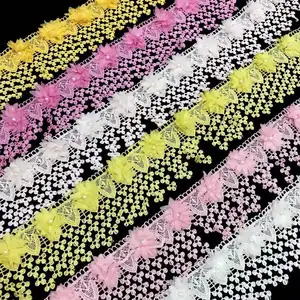 Pearl Embroidered Fabric Lace Trim Ribbon Handmade DIY Sewing