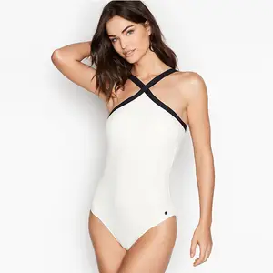 Black & White one piece new style bikini, 2019 custom wholesale seamless swimwear for young girls