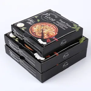 Custom Design Printed Eco Friendly Fast Delivery Black Paper Packaging Pizza Box