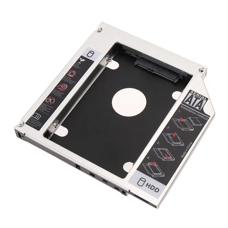 Alüminyum Evrensel SATA arayüzü 12.7mm 2.5 "Sabit disk sürücüsü Durumda Laptop CD/DVD 2nd SSD HDD optibay caddy