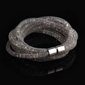 4 Layer Tube Resin Mesh Double Wrap Magnetic Clasp <span class=keywords><strong>Bracelet</strong></span> für Women