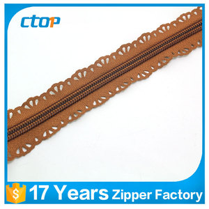 5 # design écologique à extrémité ouverte zip marron double face en nylon fermeture à glissière en dentelle - Product Image 5