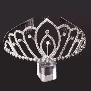 Tiara de boda con diamantes de imitación, tiara grande y barata de miss world, tiara de princesa a granel, tiara de corona