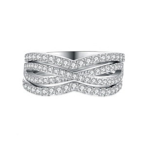 RZZ-017 Zirkon ias 925 Sterling Silber Band Ring <span class=keywords><strong>3</strong></span> Stück Eheringe für Hochzeit Set - Product Image 1