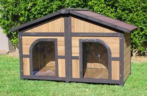 בית סוג גדול עץ כפול דלתות מלונה בית - Product Image 2