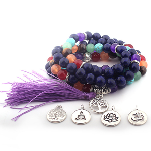 <span class=keywords><strong>Bracelet</strong></span> <span class=keywords><strong>7</strong></span> <span class=keywords><strong>chakras</strong></span> naturel en œil de <span class=keywords><strong>tigre</strong></span>, pierre précieuse, fait à la main, cordon élastique, pompon, yoga, mala, méditation, prière, bijoux de mode - Product Image 4