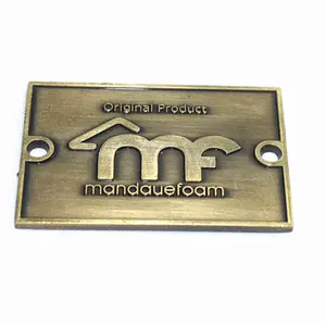 Venta al por mayor de alta calidad bolso de logotipo de Metal Placa de latón personalizado Placa de nombre