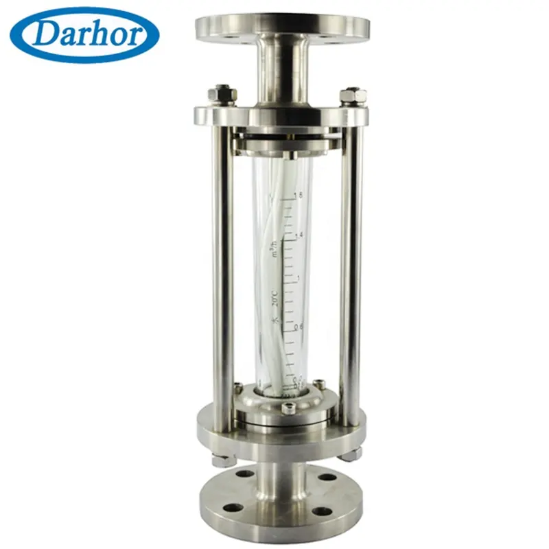 hot water 100degree glass tube flow meter JIS/DIN flanged SS316/304 sight glass