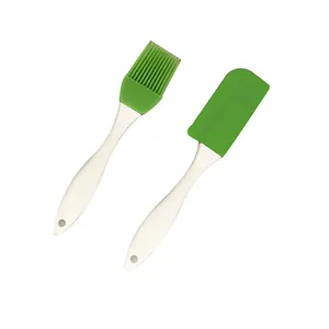 eco-friendly best sales kids cake cream butter kitchen mini silicone brush spatula and brush set with plastic handle