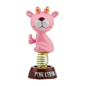 Customized Low MOQ Polyresin animal figure Leopard spring bobble head for sale