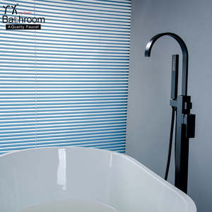 <span class=keywords><strong>Noir</strong></span> <span class=keywords><strong>mat</strong></span> Plancher debout <span class=keywords><strong>baignoire</strong></span> en cuivre ensemble de <span class=keywords><strong>robinet</strong></span> de douche - Product Image 1