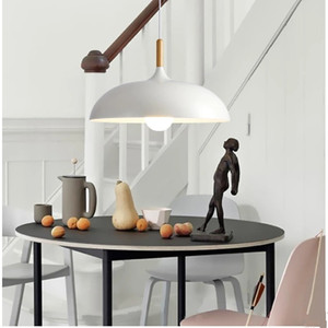 Lampe suspendue en <span class=keywords><strong>bois</strong></span> d'aluminium moderne blanc <span class=keywords><strong>noir</strong></span> design chapeau simple - Product Image 4