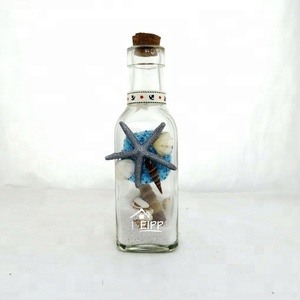 Mini Verre Clair Sable Bouteille Avec Shell Et Liège <span class=keywords><strong>150</strong></span> <span class=keywords><strong>ml</strong></span> - Product Image 1