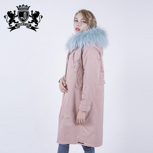 Nouveau Design <span class=keywords><strong>De</strong></span> Mode Style Réel <span class=keywords><strong>De</strong></span> Fourrure Doublé Ladies Rose Parka Manteau Avec Fourrure <span class=keywords><strong>De</strong></span> Raton Laveur Capot - Product Image 4