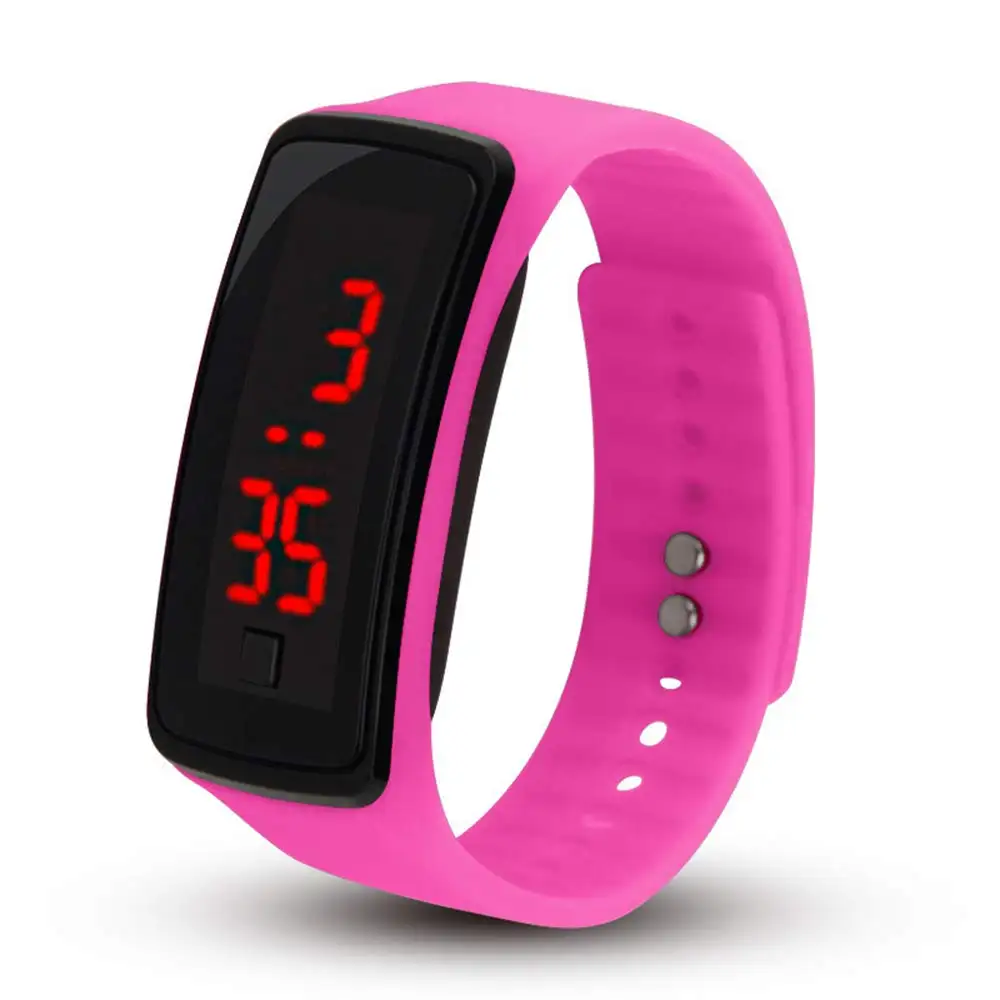 Fashion Men Women Silicone LED Watch Electronic Digital Candy Color Bracelet Watches for ladies Kids