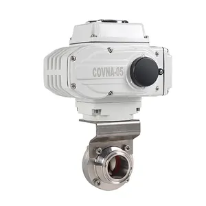 COVNA DN15 1/2 inch Tri Clamp Connection Food Grade 304 Stainless Steel 12V DC Electric Actuator Sanitary Butterfly Valve
