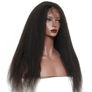 Kinky Straight 360 Lace Frontal Perücke mit Babyhaar vor gezupft 180% Dichte Italienische Yaki Lace Front Echthaar Perücken Dolago Remy