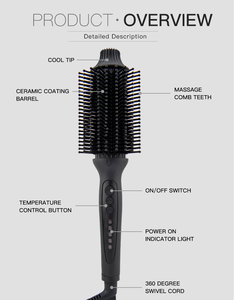 PRITECH nuevo revestimiento de cerámica 2 en 1 Control de temperatura plancha de pelo rizador de hierro con cepillo - Product Image 6