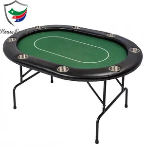 Premium 60 pollici Rinforzato Gambe In Metallo In Acciaio Inox Portabicchieri Ovale Texas Hold'em Poker Da Tavolo