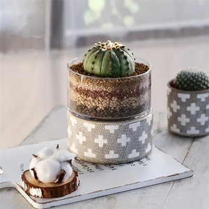 <span class=keywords><strong>Cilindro</strong></span> de moderno estilo boda decorativa plantador ollas/plantas suculentas, olla de cerámica con tapa de cristal - Product Image 2