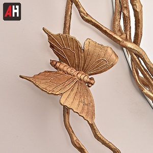 <span class=keywords><strong>Specchio</strong></span> Decorativo Contemporaneo Rotondo Grande a Forma di Farfalla in Rame - Product Image 4