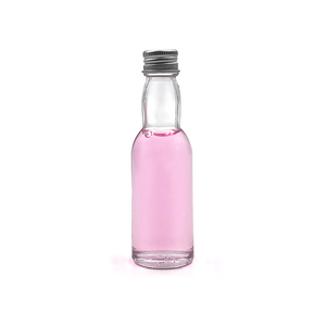 Bouteilles de liqueur miniatures rondes 40 ml Bouteilles d'alcool en verre vides miniatures transparentes avec bouchons - Product Image 2