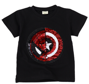 T-<span class=keywords><strong>shirt</strong></span> à manches courtes en pur coton pour enfants, nouveau, effet brodé à paillettes, nouvelle collection été - Product Image 1