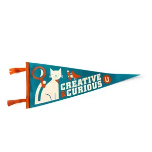 Custom Made Commerce Advertising Sport Club Fans Felt Triangle Flag With Logo