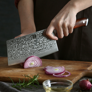 <span class=keywords><strong>Couteau</strong></span> à découper en acier Damas de 7 pouces avec manche en bois de rose de haute qualité, couteaux à légumes <span class=keywords><strong>chinois</strong></span> pour la cuisine - Product Image 3