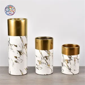 luxe marbre ornementale vase en céramique/décalque d'or décoration de mariage vases à fleurs pour la décoration de mariage