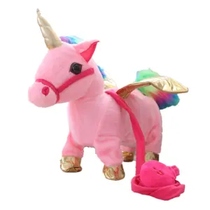 Walking Electric Einhorn Plüsch tier Kuscheltier Spielzeug Elektronische Musik Einhorn Spielzeug mit Flügel Kinder Geschenke Peluches Einhorn