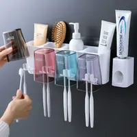 Семейный набор для ванной комнаты Family Set Toothpaste Toothbrush Holder Home Bathroom Wall Mount Stand Storage Rack
