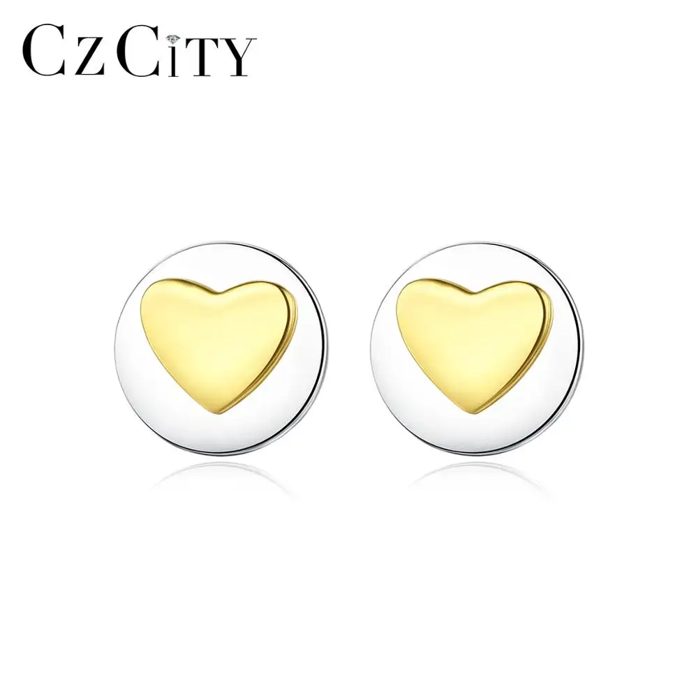 Czcity Hàn Quốc phong cách bạc trang sức bông tai trái tim cho cô gái 925 bạc trang sức bán buôn nhà máy